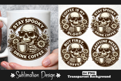 Stay Spooky Drink Coffee Skeleton PNG, Gothic Coffee Lover Product Image 1