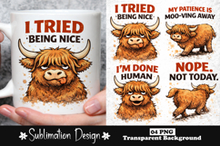 Funny Highland Cow Sublimation Design PNG Product Image 1
