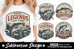 Where Legends Cast Lines Vintage Fishing Mountain Lake PNG Product Image 1