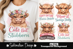 Cute But Stubborn Highland Cow Sublimation PNG Product Image 1
