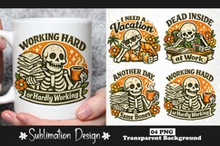 Working Hard or Hardly Working Skeleton Mug Design, Funny Product Image 1