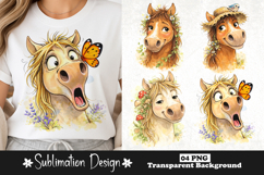 Cute Horse with Butterfly and Floral Elements Watercolor Product Image 1