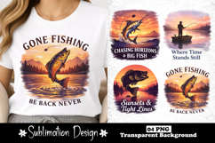 Gone Fishing Be Back Never Sublimation Design Product Image 1