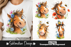 Winking Horse with Floral Crown Cute Watercolor Design Product Image 1