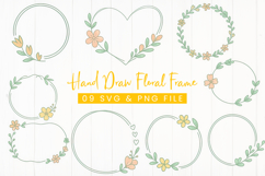 Hand Drawn Floral Frame SVG and PNG Product Image 1