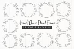 Hand Drawn Floral Frame SVG and PNG Product Image 1