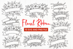 Floral Ribbon Frame SVG and PNG design Product Image 1