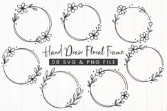 Hand Drawn Floral Frame SVG and PNG Product Image 1