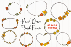 Hand Drawn Floral Frame SVG and PNG Product Image 1