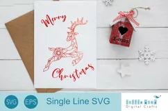 Christmas Mandala Reindeer SVG, Single Line SVG for drawing Product Image 1