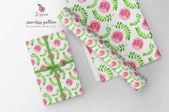 Spring Seamless Pattern, watercolor flowers and greenery 008 Product Image 4