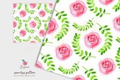 Spring Seamless Pattern, watercolor flowers and greenery 008 Product Image 1