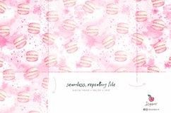 Macaron Seamless Pattern /pink watercolor, dessert 057 Product Image 2