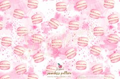 Macaron Seamless Pattern /pink watercolor, dessert 057 Product Image 1