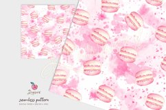 Macaron Seamless Pattern /pink watercolor, dessert 057 Product Image 3