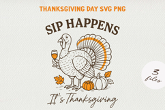 Thanksgiving Turkey Quote Clipart | Retro Fall PNG SVG Product Image 1
