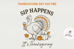 Thanksgiving Turkey Quote Clipart | Retro Fall PNG SVG Product Image 1