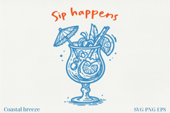 Summer Coastal Line Art Clipart | SVG &amp; PNG |Summer Beach Product Image 1