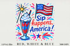 Patriotic Red, White and Blue, Sublimation|4th of July PNG Product Image 1