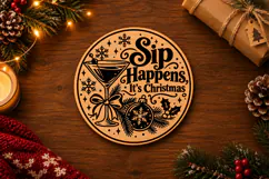 Sip Happens Christmas Ornament Laser Cut SVG Product Image 2