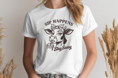 Sip Happens Cow SVG, Stay Sassy Farm Animal PNG, Funny Cow Product Image 2