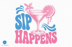 Sip Happens Summer PNG, Funny Drink Design Product Image 1