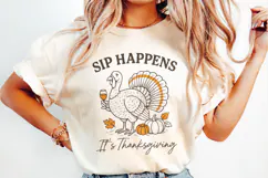 Thanksgiving Turkey Quote Clipart | Retro Fall PNG SVG Product Image 2