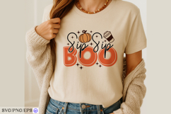Sip Sip Boo SVG Halloween Quotes T-shirt PNG Design Product Image 2