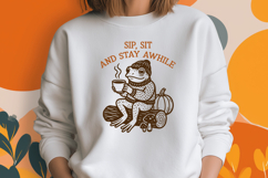 Sip Sit Stay Awhile Frog SVG | Cozy Fall Frog Autumn PNG Product Image 2