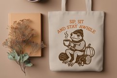 Sip Sit Stay Awhile Frog SVG | Cozy Fall Frog Autumn PNG Product Image 3