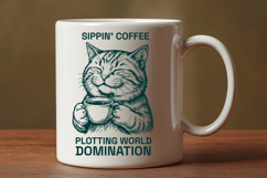 Sippin Coffee Plotting World Domination Funny Cat SVG Product Image 2