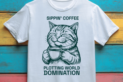 Sippin Coffee Plotting World Domination Funny Cat SVG Product Image 3
