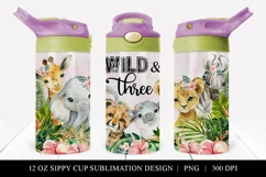 Wild And Three Girls Safari Animal 12 oz Sippy Cup Wrap Product Image 1