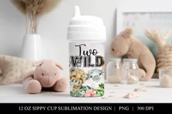 Girls TWO Wild Safari Animal 12 oz Sippy Cup Tumbler Wrap Product Image 2