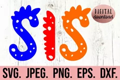 Sister Saurus SVG - Dinosaur Birthday Clipart - Sis Dino SVG Product Image 1