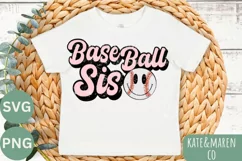 Baseball Sis SVG | Baseball Sister PNG | Retro Sublimation Product Image 1