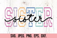 Sister Varsity Script Pastel - Big Sister - Established SVG Product Image 5