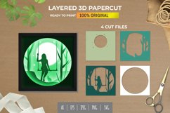 3D Papercut Girl Sitting on a Swing Layered Template Product Image 1