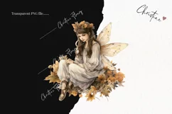 Watercolor Sitting Fairy Clipart | Watercolor Fall PNG Product Image 2