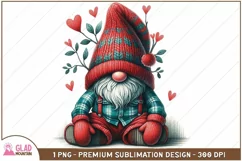 Valentine Gnome with suspenders, plaid shirt, and knit hat Product Image 1