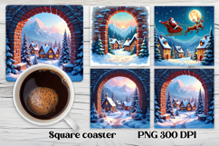 Christmas city square coaster sublimation design Product Image 1