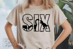 6th Birthday Boy Dinosaur SVG - Six Dinosaur Shirt PNG Product Image 3
