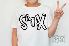 6th Birthday Boy Dinosaur SVG - Six Dinosaur Shirt Clipart Product Image 1