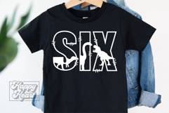 6th Birthday Boy Dinosaur SVG - Six Dinosaur Shirt PNG Product Image 4