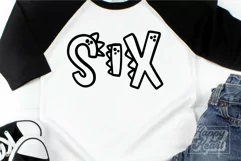 6th Birthday Boy Dinosaur SVG - Six Dinosaur Shirt Clipart Product Image 4