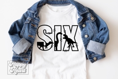 6th Birthday Boy Dinosaur SVG - Six Dinosaur Shirt PNG Product Image 2