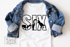 6th Birthday Boy Dinosaur SVG - Six Dinosaur Shirt PNG Product Image 2