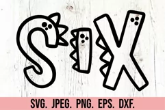 6th Birthday Boy Dinosaur SVG - Six Dinosaur Shirt Clipart Product Image 5