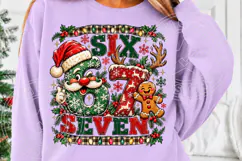 Six Seven Christmas Funny 6 7 Reindeer & Gingerbread Holiday Product Image 5