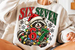Six Seven Christmas Raccoon PNG | Funny 6 7 Holiday Meme Png Product Image 3